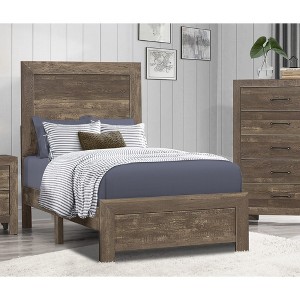 Twin Size Wooden Platform Bed with Headboard for Bedroom - 1 of 4