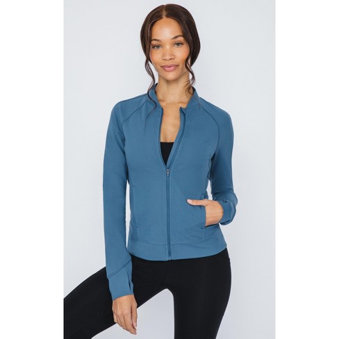 Yogalicious Womens Full Zip Cropped Performance Jacket - Blue Fusion -  Medium : Target