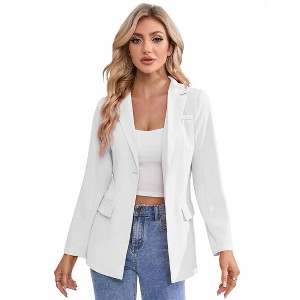 Clearlove Womens One Button Blazer Casual Open Front Long Sleeve Suit Jackets Business Work Office Blazers - 1 of 4