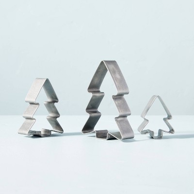 3pc Winter Tree Stainless Steel Cookie Cutter Set Rumbled Silver - Hearth & Hand™ with Magnolia
