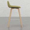 PAGED Bar Stools Set of 2, Modern Wooden Linen Fabric Counter Height Bar Chair with Curved Back for Bar, Kitchen, Dining Room - 2 of 4