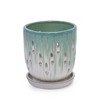 Yinvani Set of 2 Striped Ceramic Flowerpot with Drainage Hole, 8" Modern Planter for Patio, Garden, Windowsill - 4 of 4