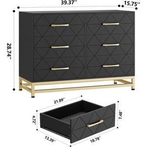 6 Dresser Bedroom with Large Capacity, Chest of Drawers Wooden Dresser with Metal Handle, Dresser for Bedroom,Living Room - 1 of 3