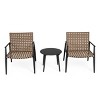 3 Piece Outdoor Conversation Set with 2 Woven Arm Chairs and Round Tempered Glass Table for Patio or Balcony-The Pop Home - 3 of 4
