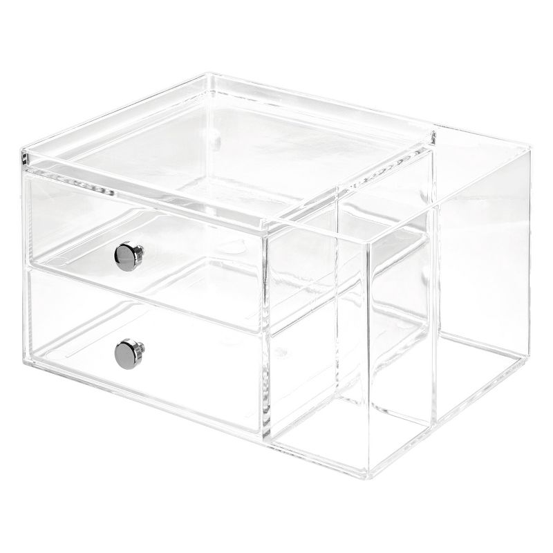 iDESIGN Plastic 2-Drawer Desk Organization Set with Side Organizer Clear, 2 of 8