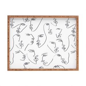 Jacqueline Maldonado Twin Flames Black And White Rectangle Bamboo Tray - Deny Designs - 1 of 4