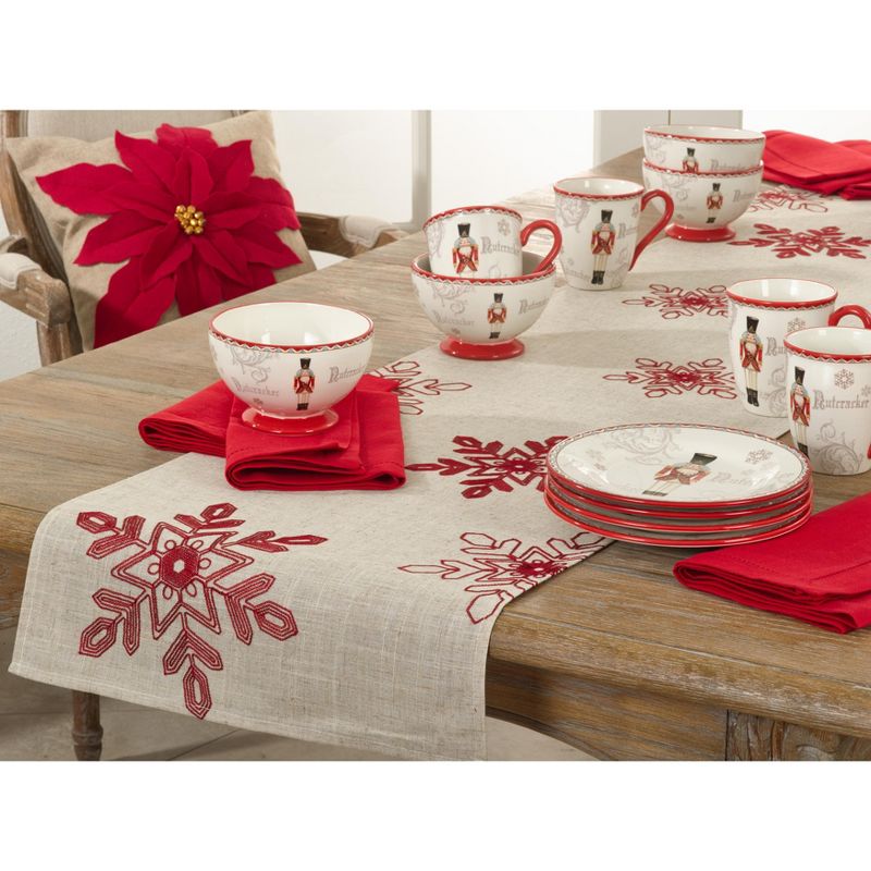 Saro Lifestyle Holiday Table Runner With Large Snowflakes, 3 of 4