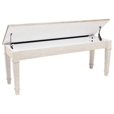 Skempton Two-Tone Transitional Storage Bench, 48" White & Light Brown