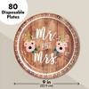 Blue Panda 80-Count Mr. and Mrs. Rustic Disposable Paper Plates 9" Brown Wedding Party Supplies - 4 of 4