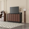 Famapy Multifunctional Storage Cabinet TV Stand with Sliding Outlets – Black Gloss & Wood Finish Entertainment Center - 4 of 4
