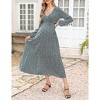 Maternity Dress Women's V-Neck Puff Sleeve Pleated Maternity Maxi Dress for Baby Shower or Casual Wear  lightgreenflower XL - 2 of 4