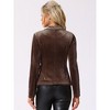 INSPIRE CHIC Women's Notched Lapel Vintage Office Button Front Velvet Blazer - 4 of 4
