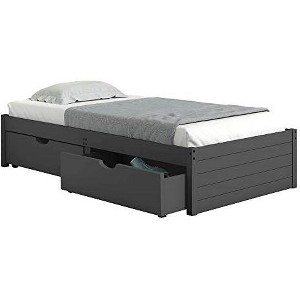 Donco Kids Twin Platform Bed in Dark Grey w/Dual Under Bed Drawers - 1 of 2