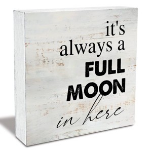 Rustic Full Moon Bathroom Wood Box Sign Humor Toilet Wooden Box Sign - 1 of 4