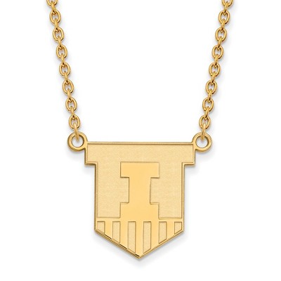 Black Bow Jewelry 14k Yellow Gold Illinois Fighting Illini NCAA Necklace 18 Inch