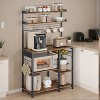 Bakers Rack with Power Outlet, Microwave Stand, Coffee Bar, 4 AC Outlets, with Adjustable Shelves, 8 S-Hooks, Rustic Brown and Ink Black - 2 of 4