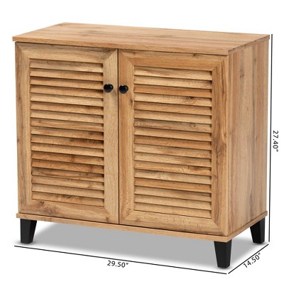Coolidge Oak Brown Wood 2-Door Shoe Storage Cabinet