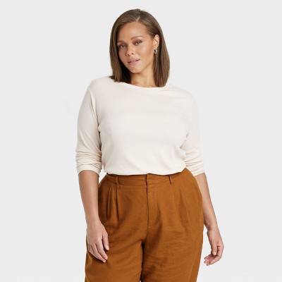 Women's Slim Fit Long Sleeve Ribbed T-Shirt - A New Day™