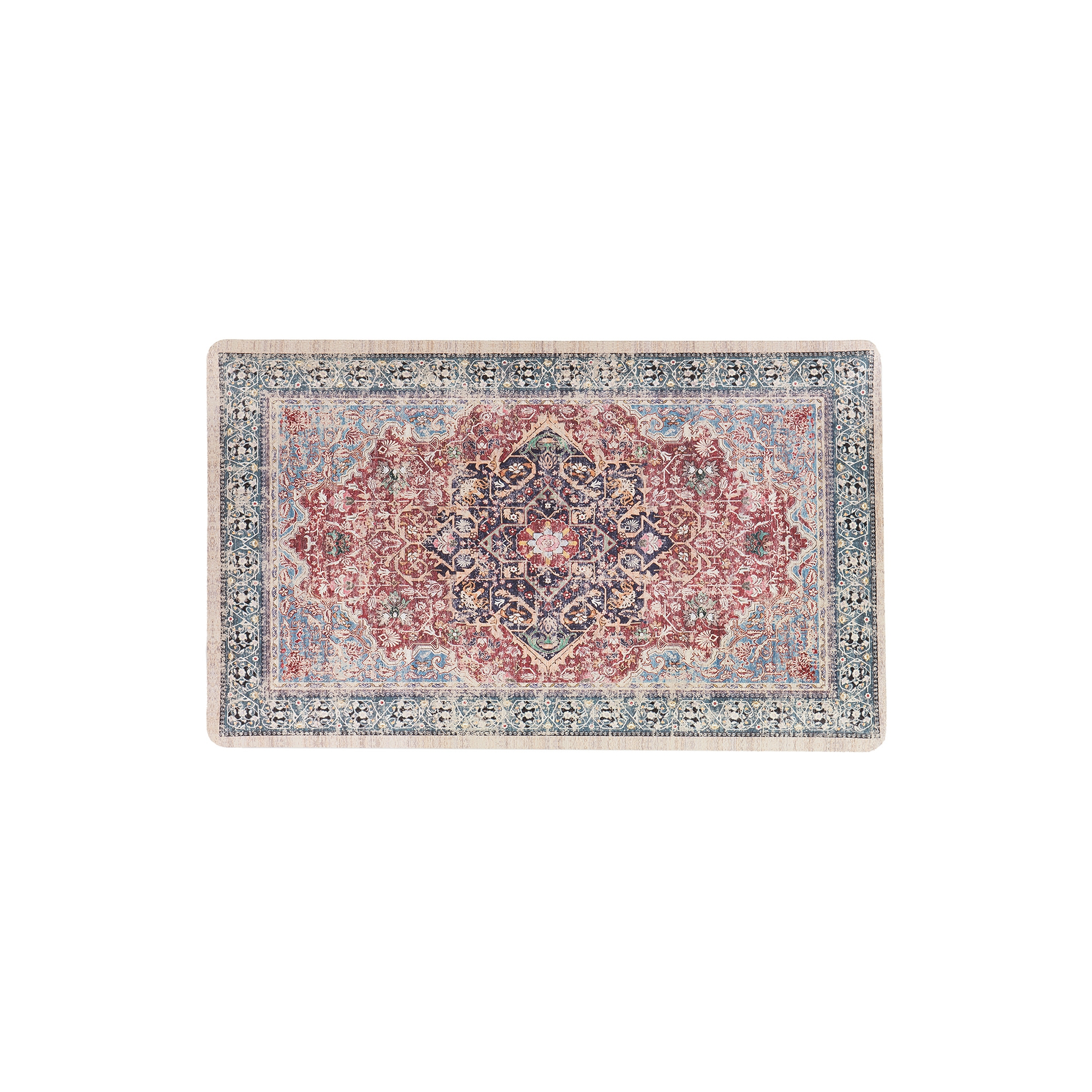 World Rug Gallery Transitional Medallion Cushioned Anti Fatigue Kitchen, Laundry Room, Comfort Indoor Mat, Door Mat - MULTI 18'x30'
