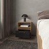 PAGED High Gloss Nightstand Modern Side Table with 2 Storage Drawers and Metal Handles, Bedside Cabinet for Bedroom, Living Room - 2 of 4