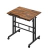 VECELO Standing Desk Adjustable Height, Computer Workstations with Tiltable Tabletop & Lockable Wheels, Portable Rolling Laptop Desk for Office, Brown - 2 of 4