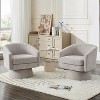 360° Swivel Lounge Chair – Plush Chenille Upholstery, Wooden Base with Ottoman, Adjustable (Beige/Grey/Green/Pink) for Living Room & Bedroom - 4 of 4