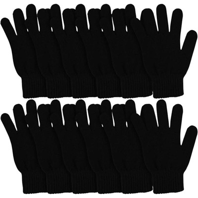Zuppad Winter Magic Gloves, 12 Pairs Stretchy Warm Knit Bulk Pack Mens Womens Gloves