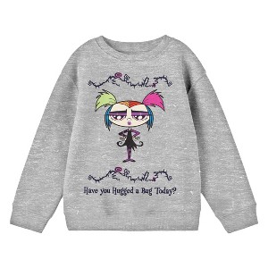 Growing Up Creepie Have You Hugged A Bug Today Crew Neck Long Sleeve Athletic Heather Youth Sweatshirt - 1 of 2