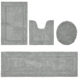 Lux Premium 100% Cotton Tufted Solid Reversible 4 Piece Bath Rug Set – Ultra-Soft, Water-Absorbent, Durable, Machine Washable Bathroom Rug - 1 of 4