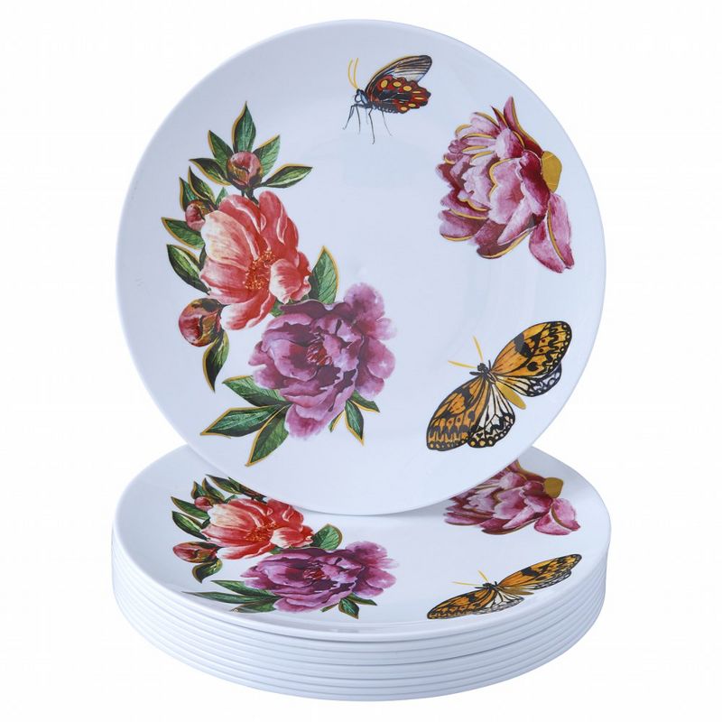 Silver Spoons Butterfly Garden Design Plastic Plates for Party, Heavy Duty Disposable Dinner Set - (10 PC) Monarch Collection, 1 of 3