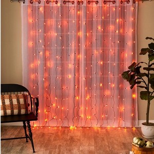 The Lakeside Collection 10-Ft. LED Icicle Curtain Lights - Orange - 1 of 2