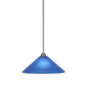 Toltec Lighting Paramount 1 - Light Pendant in  Brushed Nickel with 16" Blue Italian Shade - 1 of 1