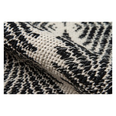 Handmade Black and Gray Diamond Geometric Rectangle Rug 6' x 9'