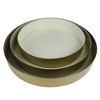 HomeRoots Set of Three Gold And Beige Round Metal Handmade Serving Trays - 4 of 4