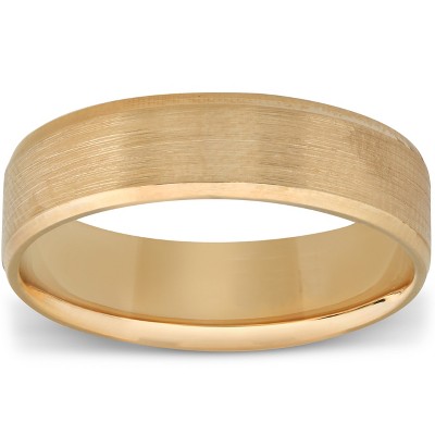 Pompeii3 6MM Flat Beveled Edge Mens Wedding Band 10k Yellow Rose White Gold or Platinum