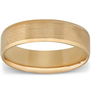 Pompeii3 6MM Flat Beveled Edge Mens Wedding Band 10k Yellow Rose White Gold or Platinum - 1 of 4