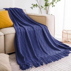 Inhand Knitted Gift Throw Blanket for Couch and Bed, 50"x60" Romatic Lightweight Decorative with Tassel, Farmhouse Warm Woven for Women - 1 of 4