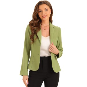 Allegra K Women's Elegant Work Office Lapel Collar Button Down Regular Fit Suit Blazer - 1 of 4