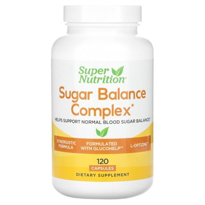 Super Nutrition Sugar Balance Complex with Chromium, Gymnema Sylvestre, Gingko Biloba and Milk Thistle, 120 Veggie Capsules