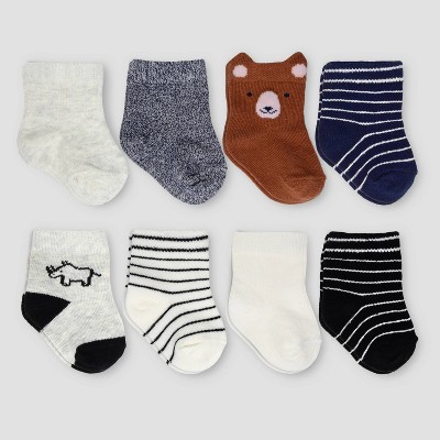 Image of Carter's Just One You®️ Baby Boys' 8pk Crew B Bison Socks - Blue/Gray 0-3M