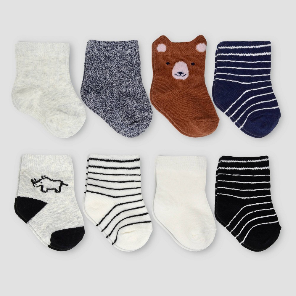 Carter's Just One You®? Baby Boys' 8pk Crew B Bison Socks - Blue/Gray 3-12M