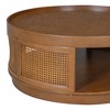 36.8'' Modern Round Coffee Table, 2 Tier Wooden Center Table with PE Rattan Side, Accent Cocktail End Table for Living Room Bedroom Office - 4 of 4