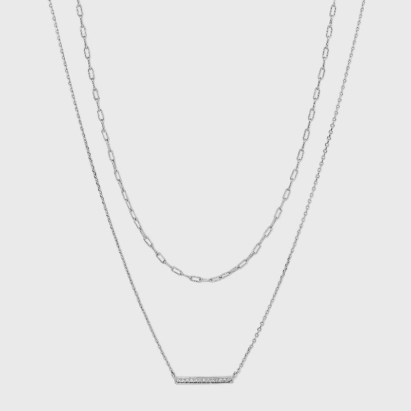 Sterling Silver Cubic Zirconia Multi-Strand Necklace - A New Day&#8482; Silver, 1 of 6