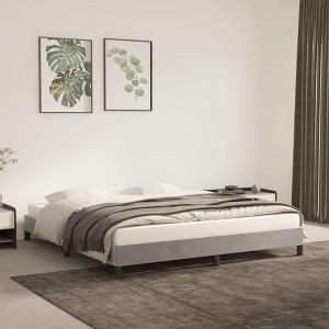 vidaXL Luxurious California King Bed Frame in Light Gray Velvet with Strong Plywood Slats and Supportive Legs - 1 of 4