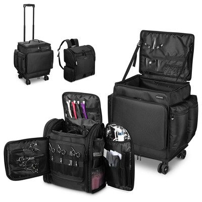 Byootique Soft Rolling Hair Stylist Train Case w/ Hair Tools Travel Bag Backpack