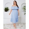 Women Plus Size Off Shoulder Maxi Dress Ruffle Flowy Summer Casual Boho Long Dresses - 4 of 4
