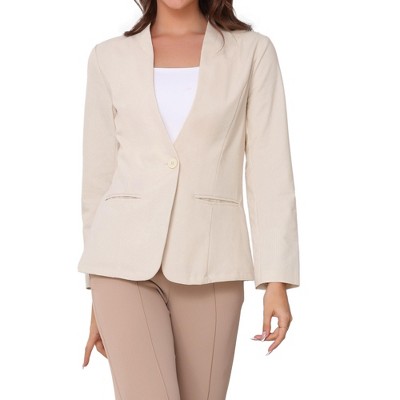 INSPIRE CHIC Women's V Neck Single Button Long Sleeve Back Slip Lightweight Work Business Blazers