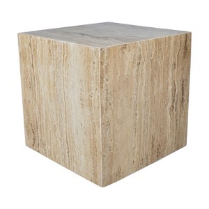 JONATHAN Y Felix 15" Contemporary Natural Marble Handmade Cube End Table - 1 of 4