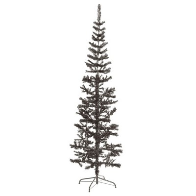 vidaXL Christmas Tree Party Decoration Artificial Slim Xmas Tree with Stand - Black 8 x 2 ft