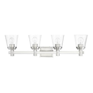Sunset Lighting Riella 4-Light  Vanity Clear Seeded Glass Bright Satin Nickel - 1 of 3